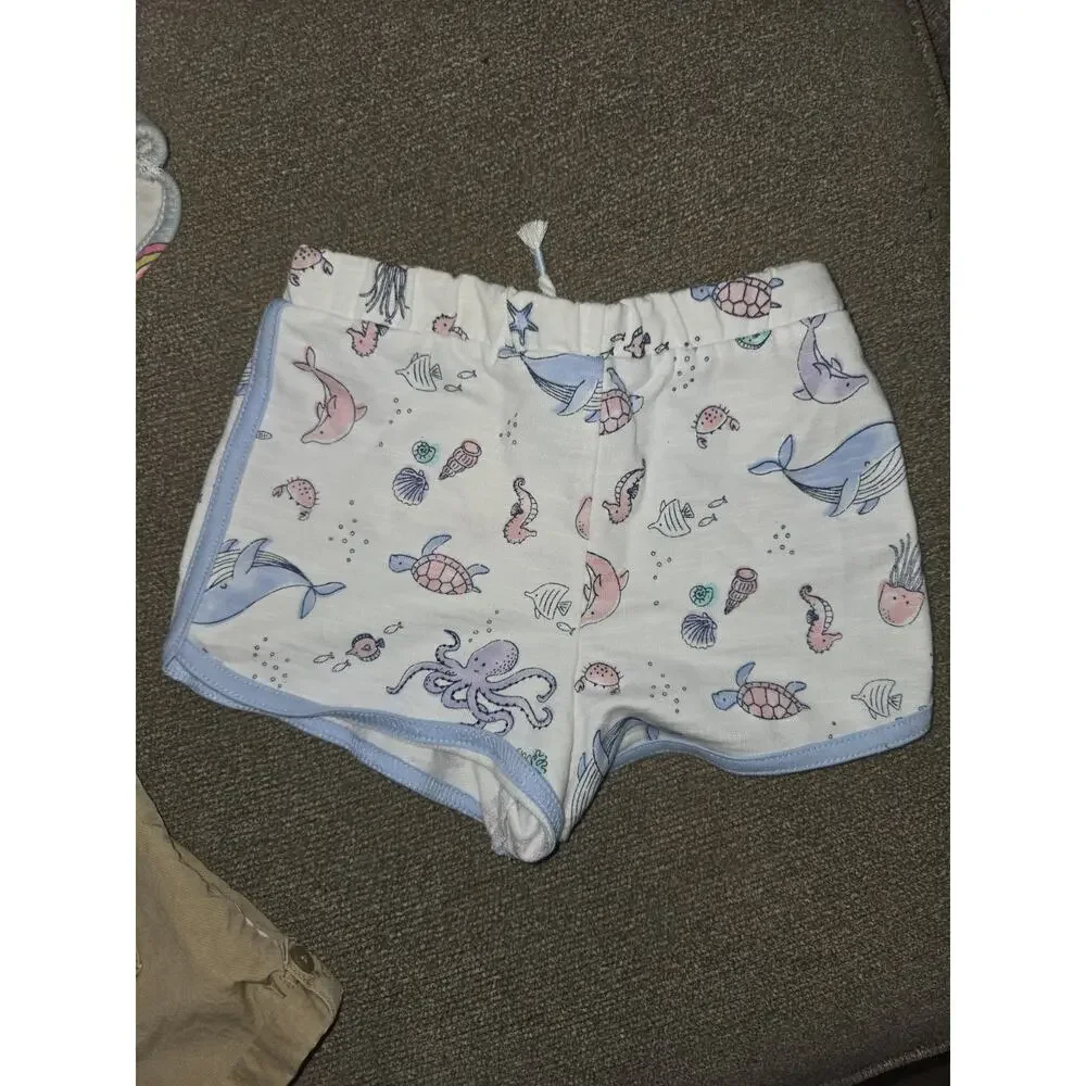 Cat & Jack Girls 2T Shorts Lot of 3 Minnie Mouse Disney Beach Pull On Pockets